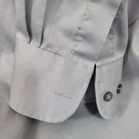 Van Heusen Flex Mens Size 18 Tall Fit Stretch Silver Gray Casual Dress Shirt - Picture 4 of 6